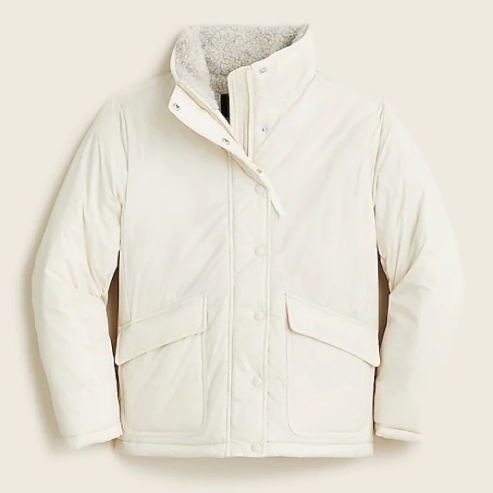 NWT JCrew Sherpa-lined puffer jacket with Primaloft® Size M